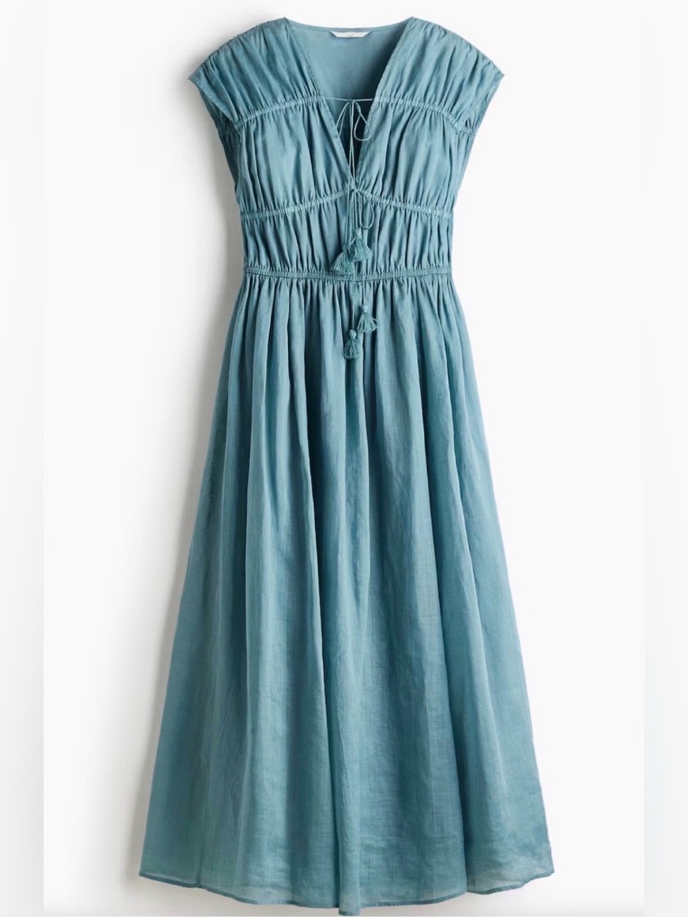 H&M premium drawstring detailed ramie dress